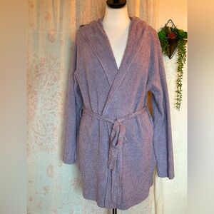 Barefoot Dreams CozyChic Lite Ribbed belted hooded robe/cardigan